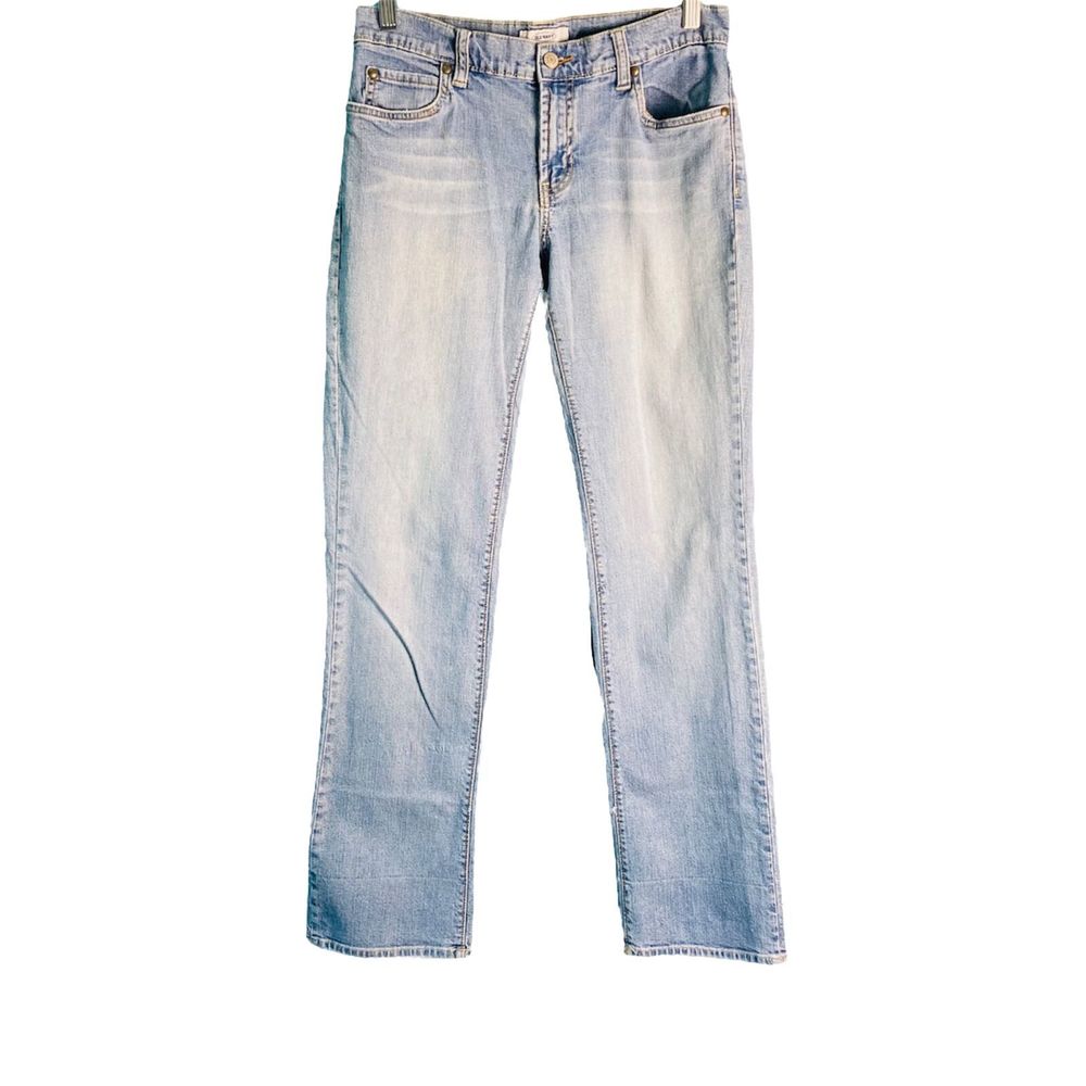 Old Navy Women’s Size 6 Straight Light Wash Stretch Distressed Blue Jeans